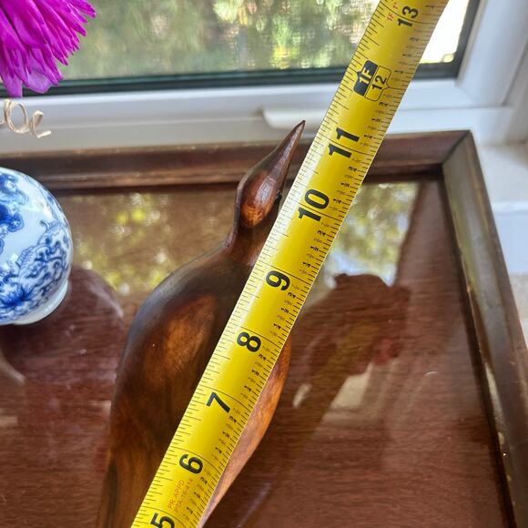 Vintage Mid Century Modern Carved Wooden Bird Sculpture MCM 11" Long - Picture 12 of 15